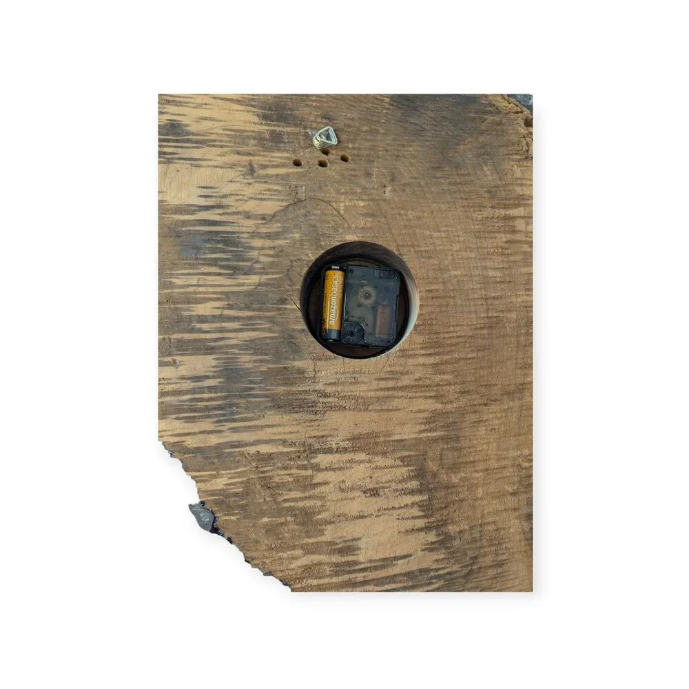 Vintage 1987 Lacquered Natural Wood Slab Wall Clock Battery Operated